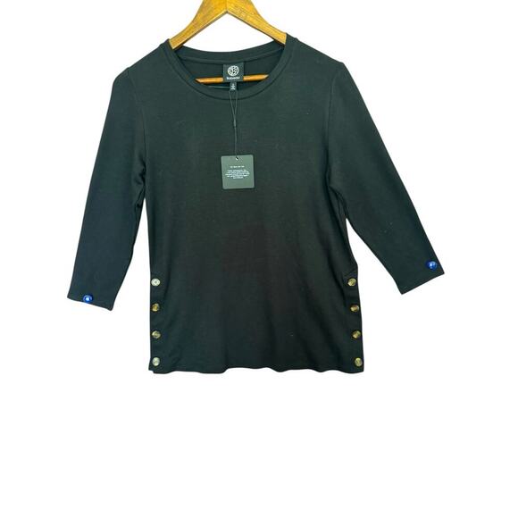 Bobeau black t-shirt with side buttons Small - Picture 2 of 5